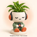 Headphone Planter with its artificial plant, plant included